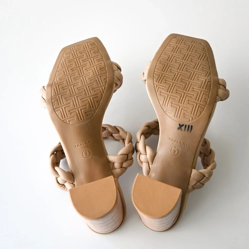 TAHARI Tan Dayah Rope Braid Square Toe 3